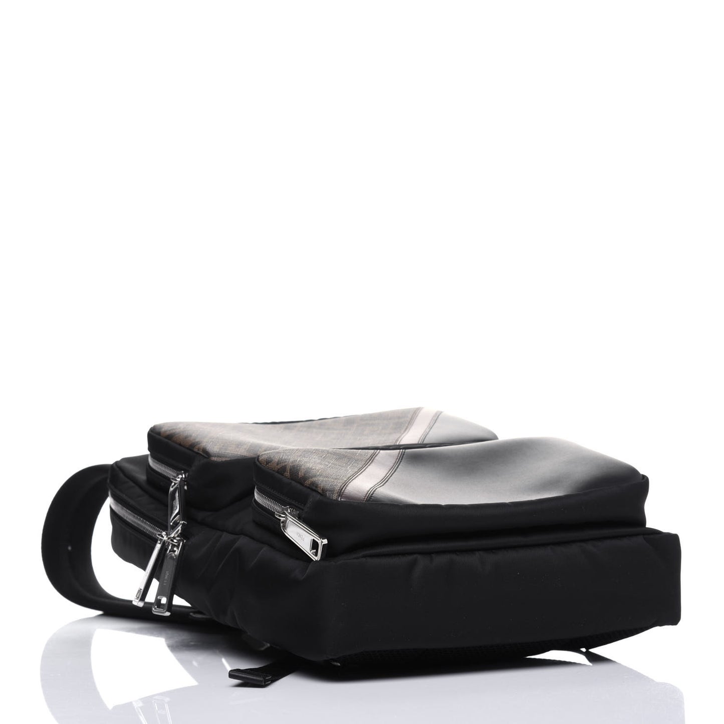 Glazed Fabric Nylon FF 1974 Diagonal Panelled Backpack Tobacco Moresco Black