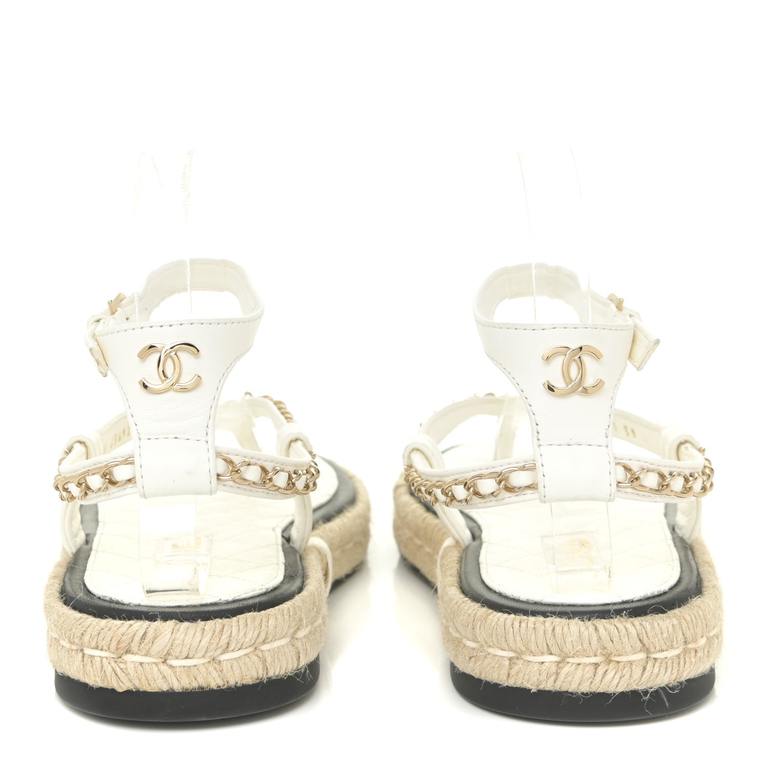 Chanel Lambskin Chain CC Thong Espadrille Sandals 39 White 4 of 12