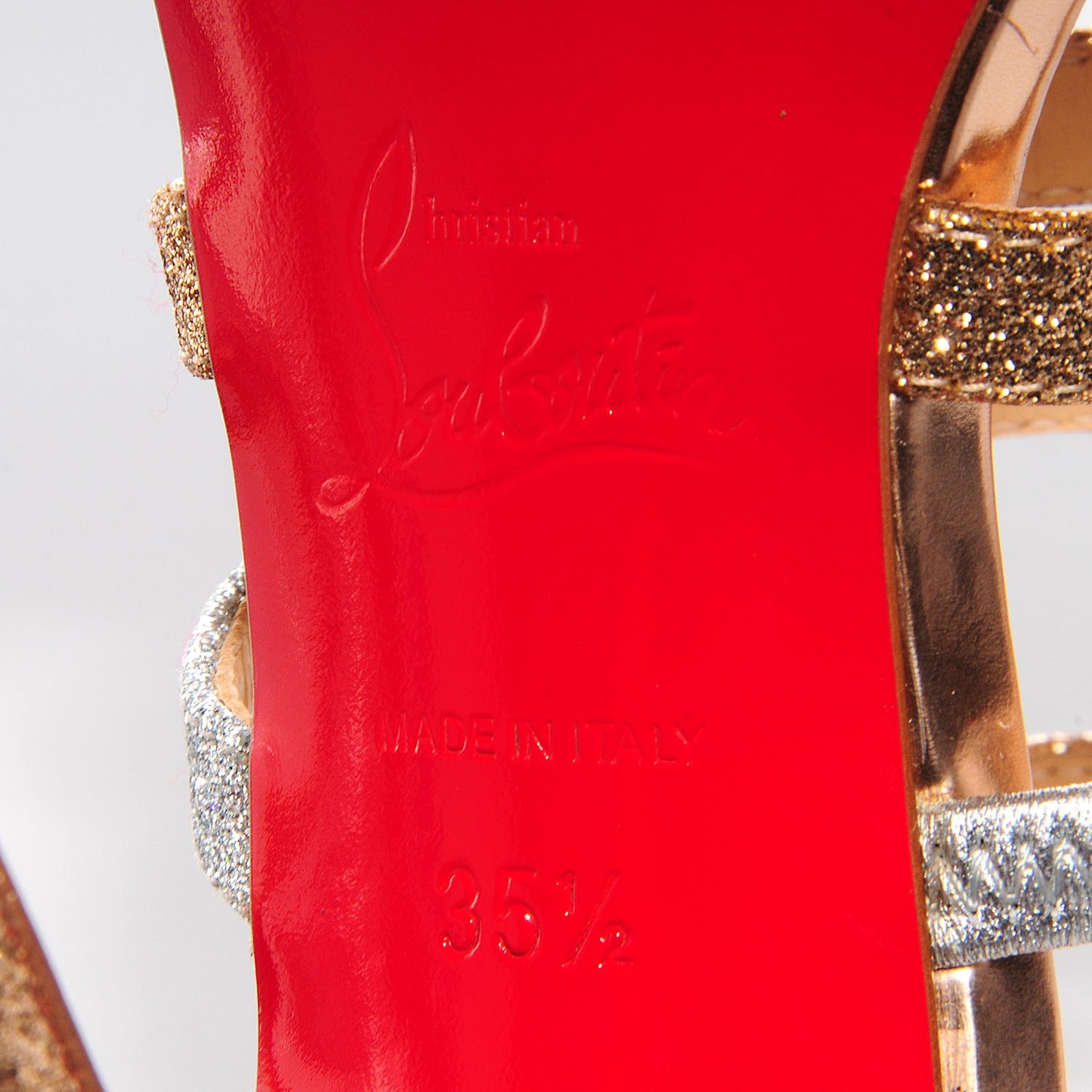 Glittered Mariniere 100 Cage Sandals 35.5 Gold Silver