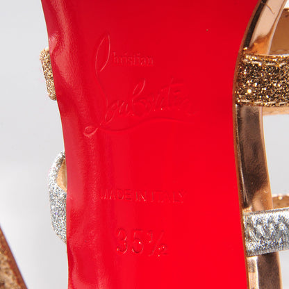 Christian Louboutin Glittered Mariniere 100 Cage Sandals 35.5 Gold Silver 6 of 6