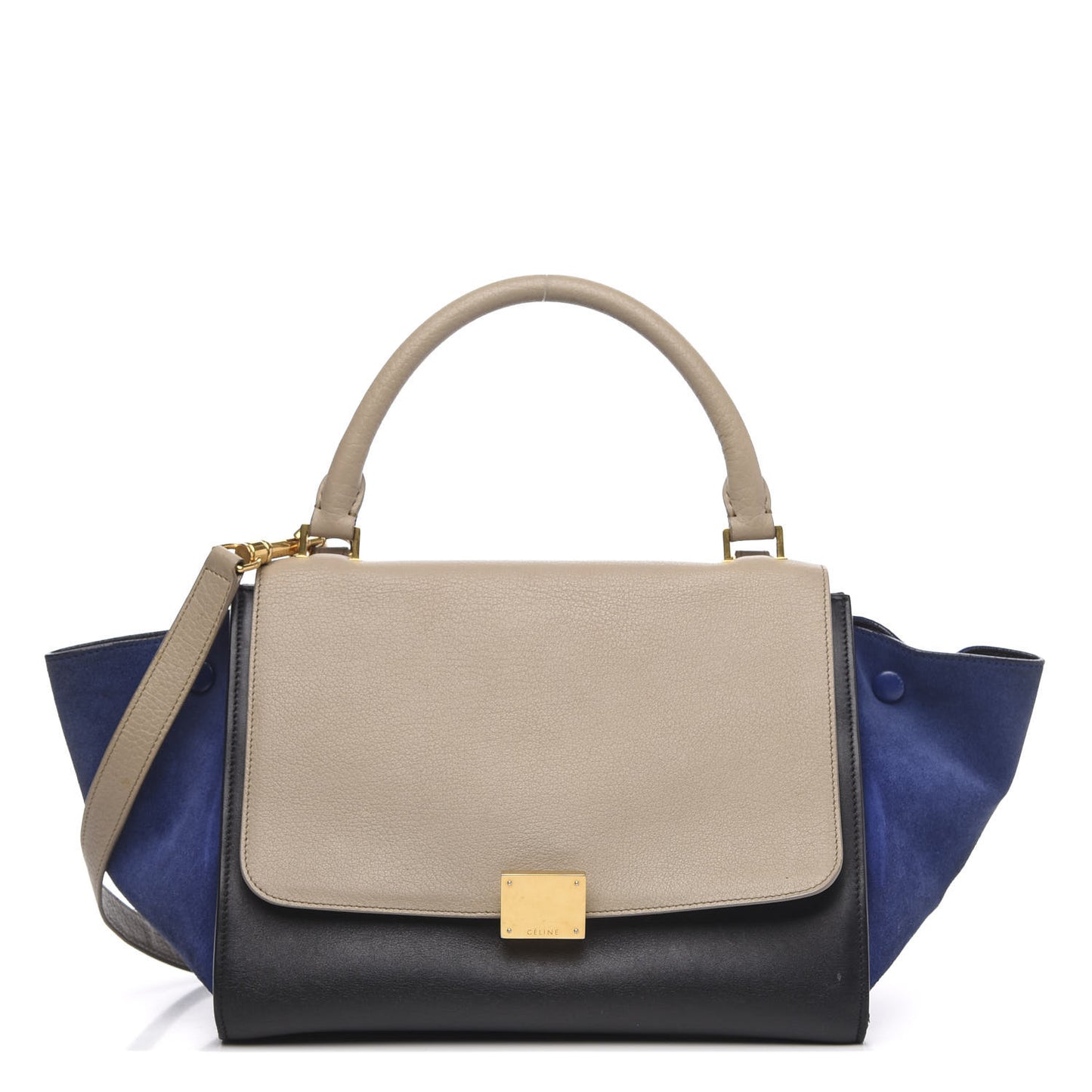 Calfskin Suede Medium Tri-color Trapeze Tri-color Sand