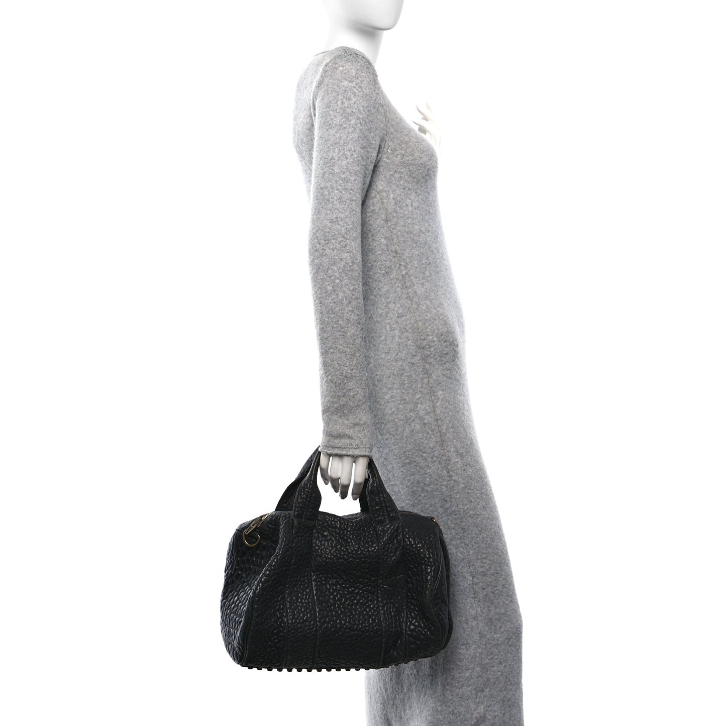 Pebbled Lambskin Rocco Black Antique Brass Hardware