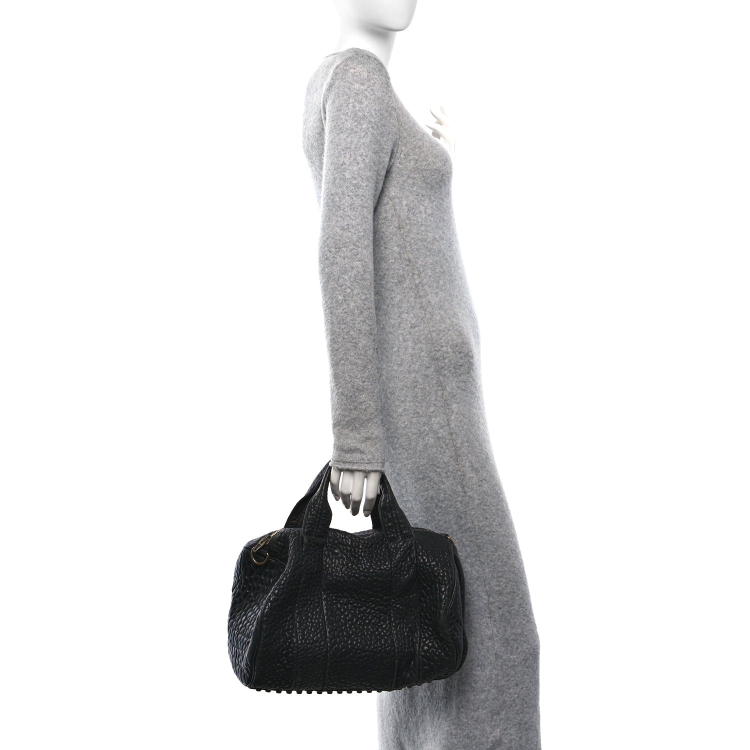Alexander Wang Pebbled Lambskin Rocco Black Antique Brass Hardware 2 of 9
