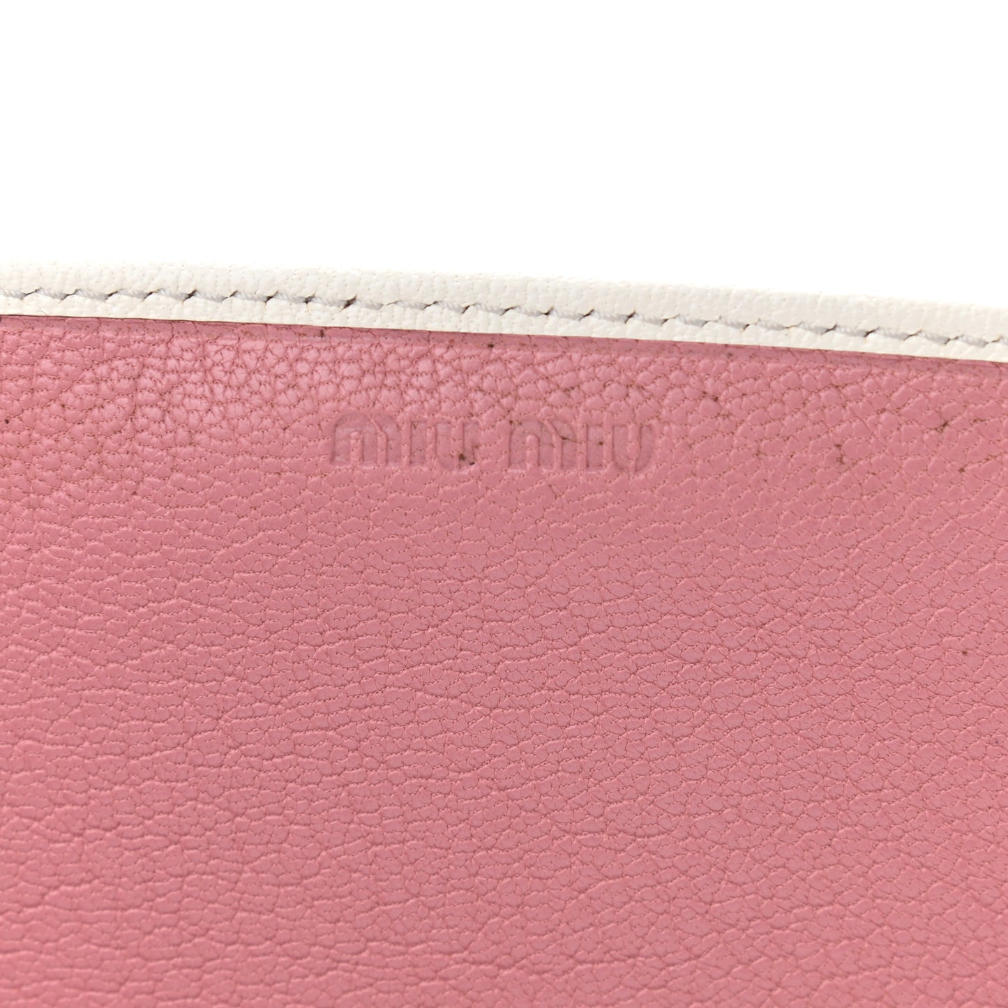 Goatskin Madras Bi-Color Wallet On Chain White Pink
