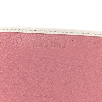 Miu Miu Goatskin Madras Bi-Color Wallet On Chain White Pink 6 of 12