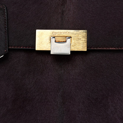 Balenciaga Calf Hair Le Dix Cartable M Shoulder Bag Burgundy 7 of 14