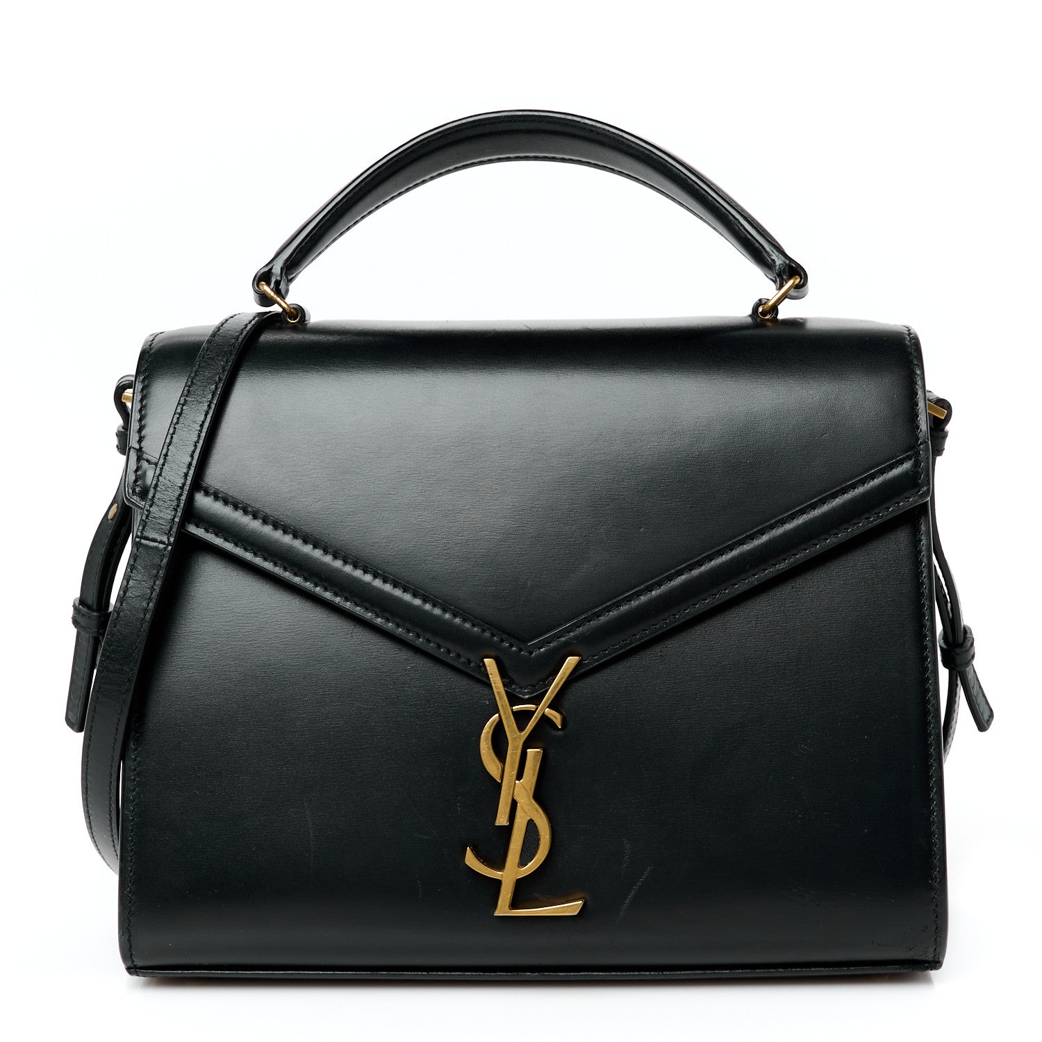 Saint Laurent Smooth Calfskin Medium Classic Monogram Cassandra Top Handle Black Rouge Legion 1 of 11