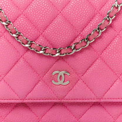 Chanel Iridescent Caviar Quilted Wallet on Chain WOC Pink 9 of 13