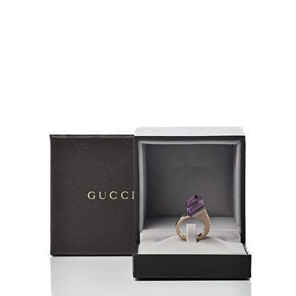 Gucci 18K Yellow Gold Amethyst Chiodo Ring 49 4.75 8 of 8