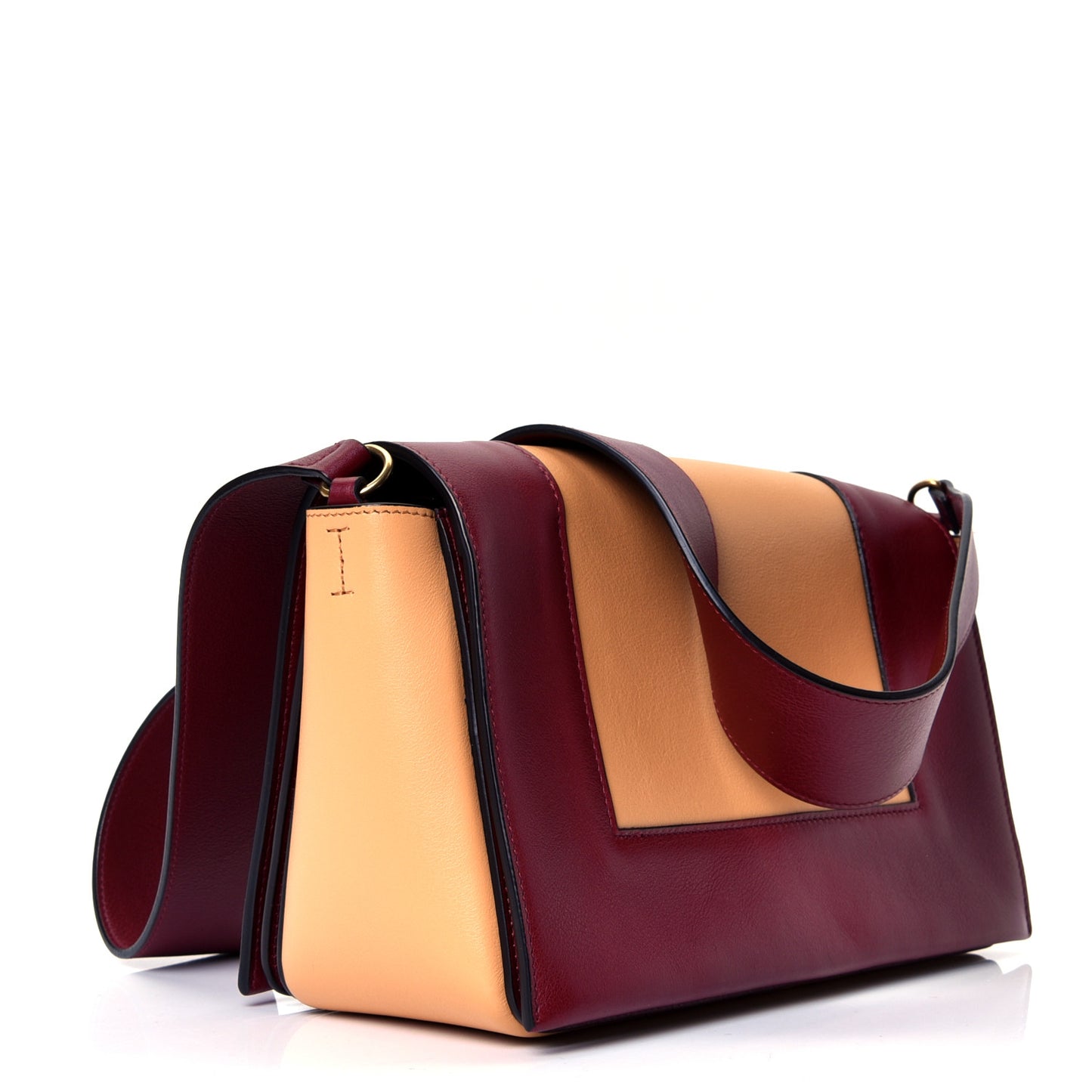 Shiny Smooth Calfskin Medium Frame Shoulder Bag Ruby Nude
