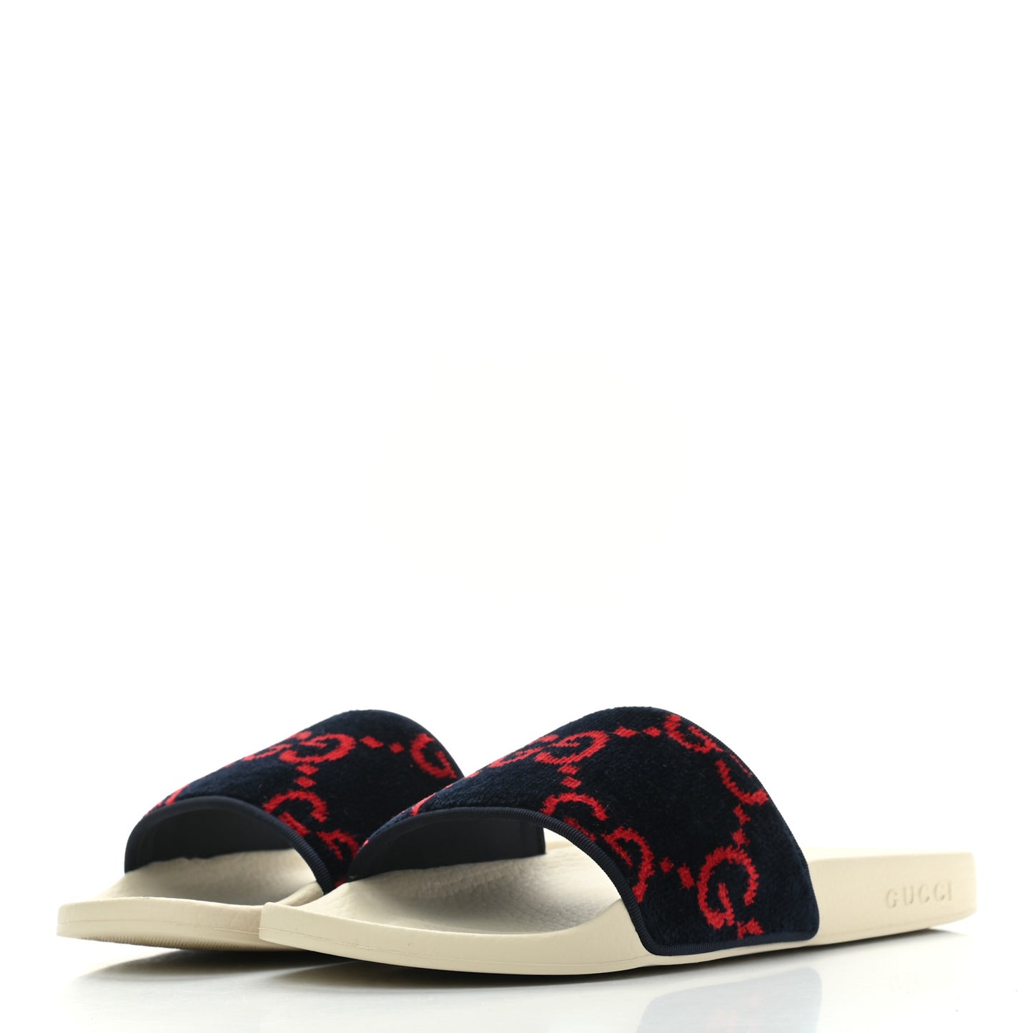 Terry Cloth GG Monogram Slide Sandals 41 Blue Red