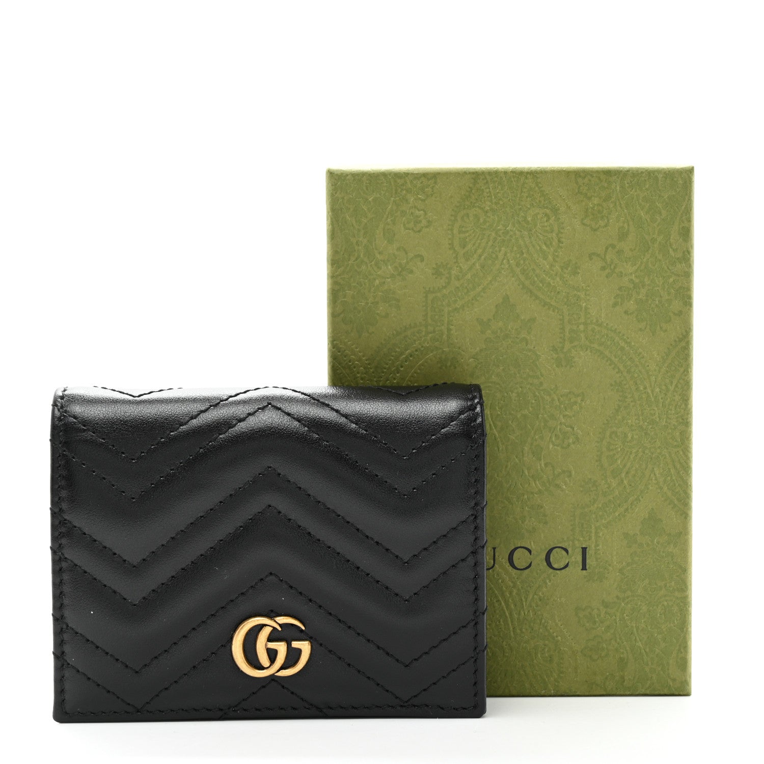 Gucci Calfskin Matelasse GG Marmont Card Case Wallet Black 8 of 8