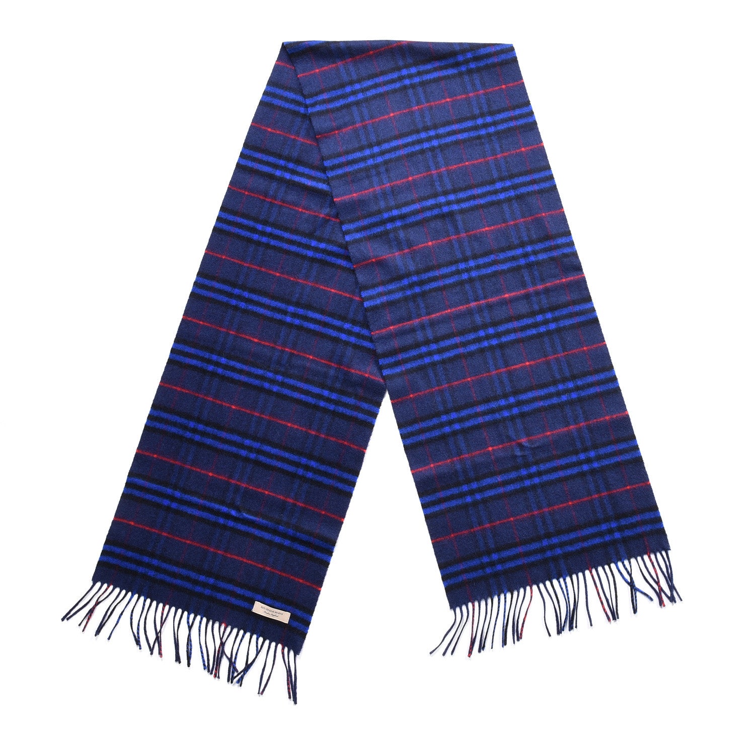 Burberry Cashmere House Check Fringe Scarf Blue 2 of 4