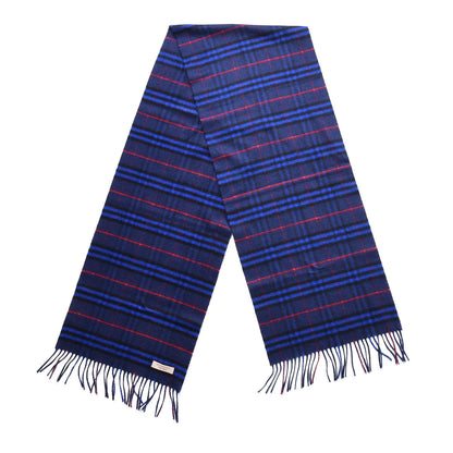 Burberry Cashmere House Check Fringe Scarf Blue 2 of 4
