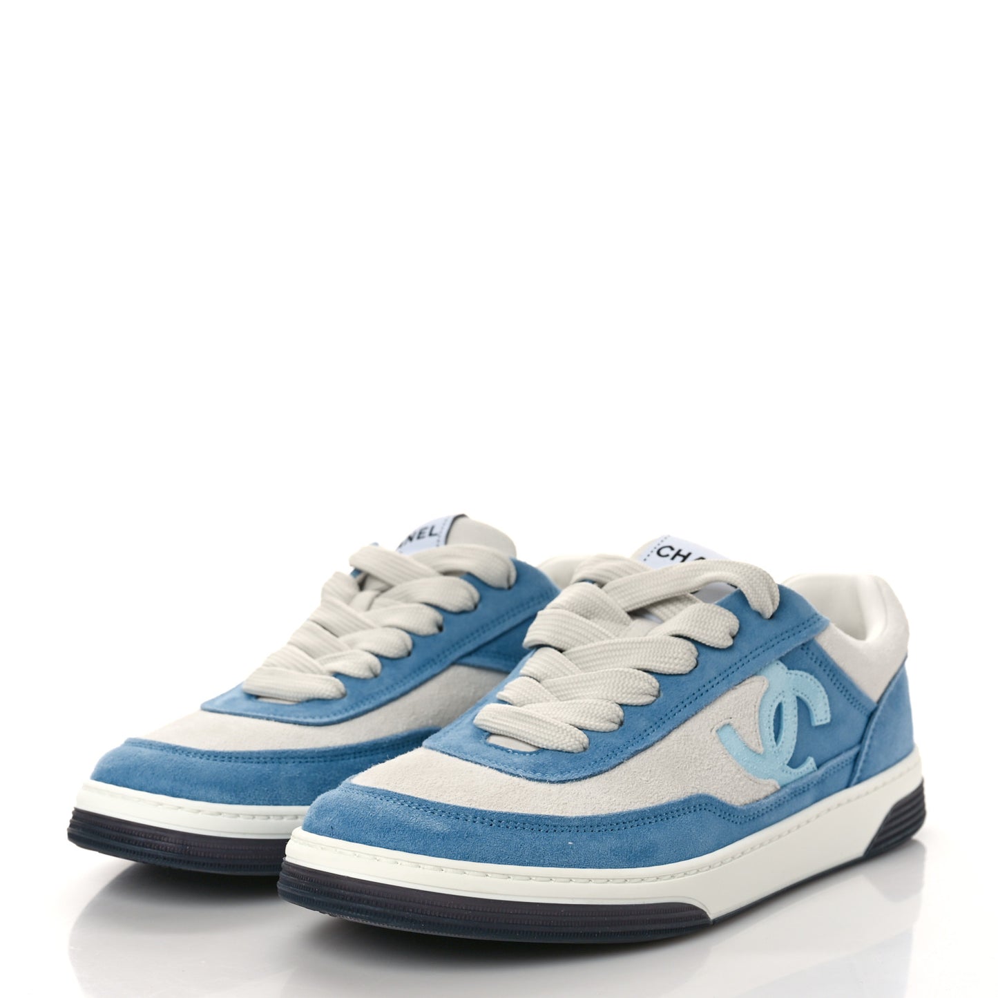 Suede Kidskin Womens CC Sneakers 38.5 White Blue