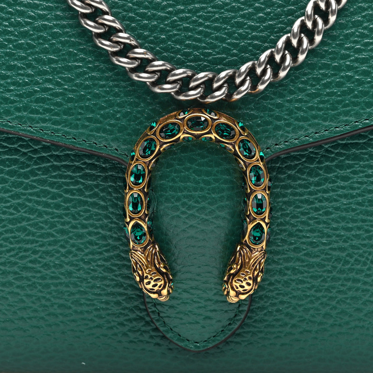 Gucci Calfskin Mini Dionysus Chain Wallet Emerald 7 of 9
