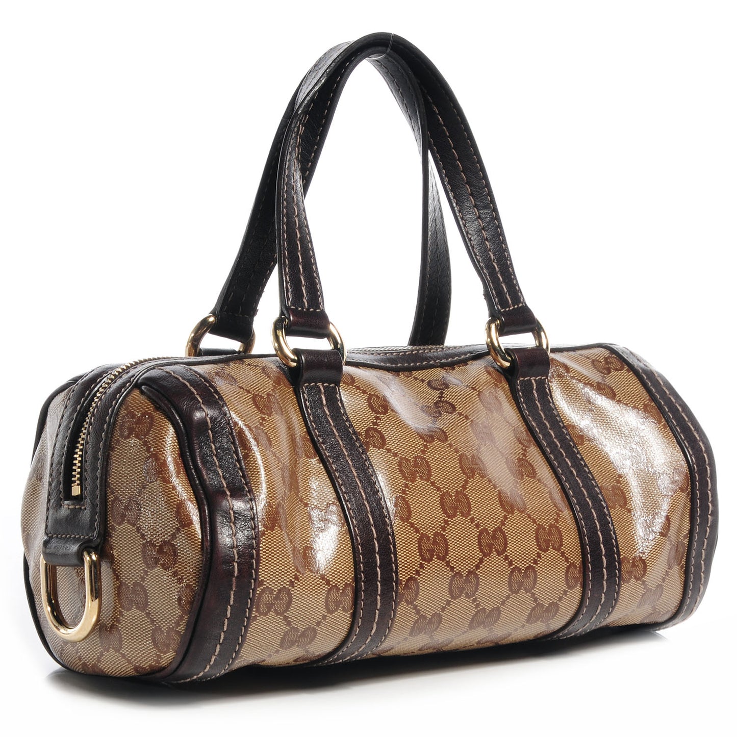 Crystal Monogram Duchessa Small Boston Bag Brown