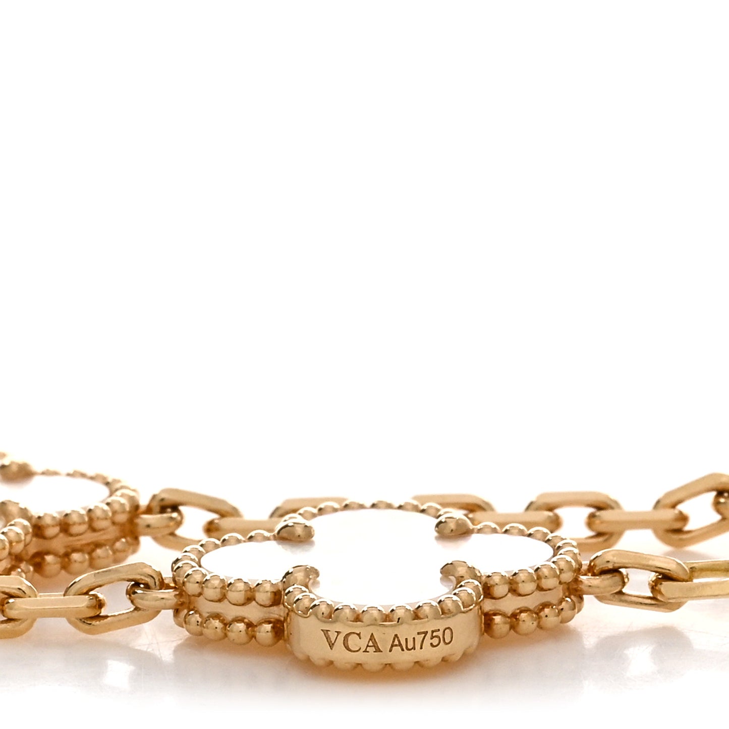 18K Yellow Gold Mother of Pearl 5 Motifs Vintage Alhambra Bracelet