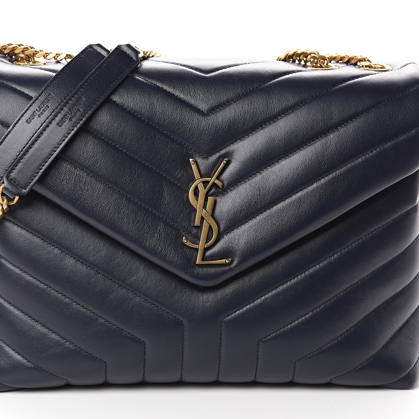 Calfskin Y Quilted Monogram Medium Loulou Chain Satchel Medium Blue