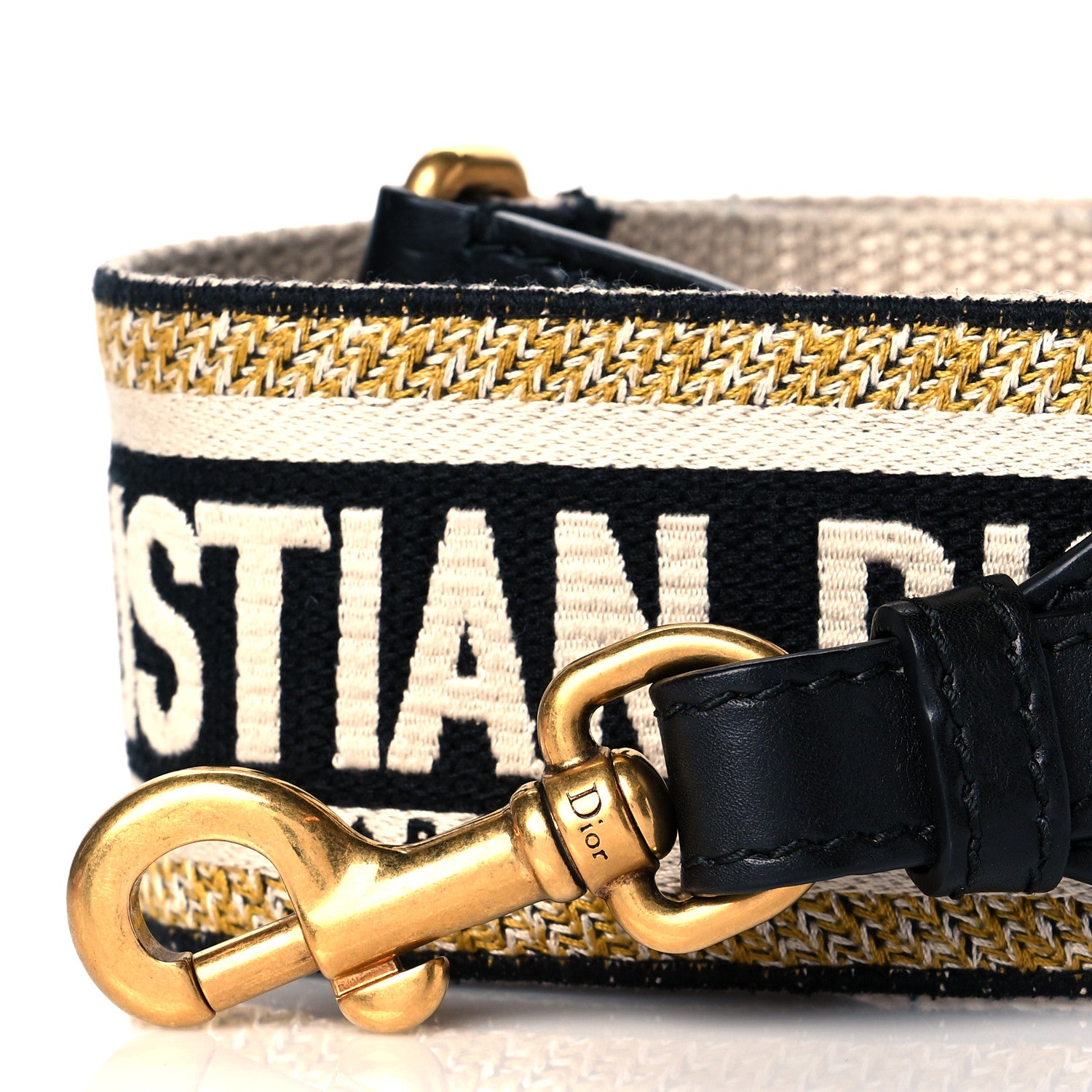 Christian Dior Canvas Embroidered Shoulder Strap Black Yellow 2 of 6