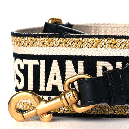 Christian Dior Canvas Embroidered Shoulder Strap Black Yellow 2 of 6