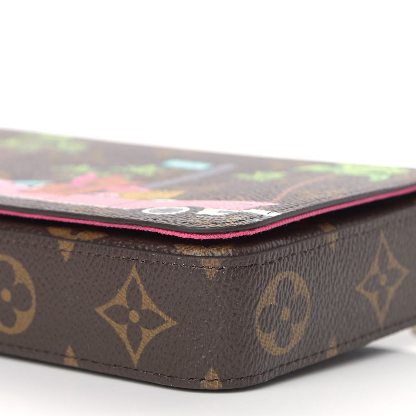 Monogram 2021 Christmas Animation Hollywood Pochette Felicie Chain Wallet Fuchsia
