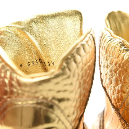 Chanel Metallic Calfskin Crocodile Embossed Cocodile High Top Sneakers 36.5 Gold 8 of 8