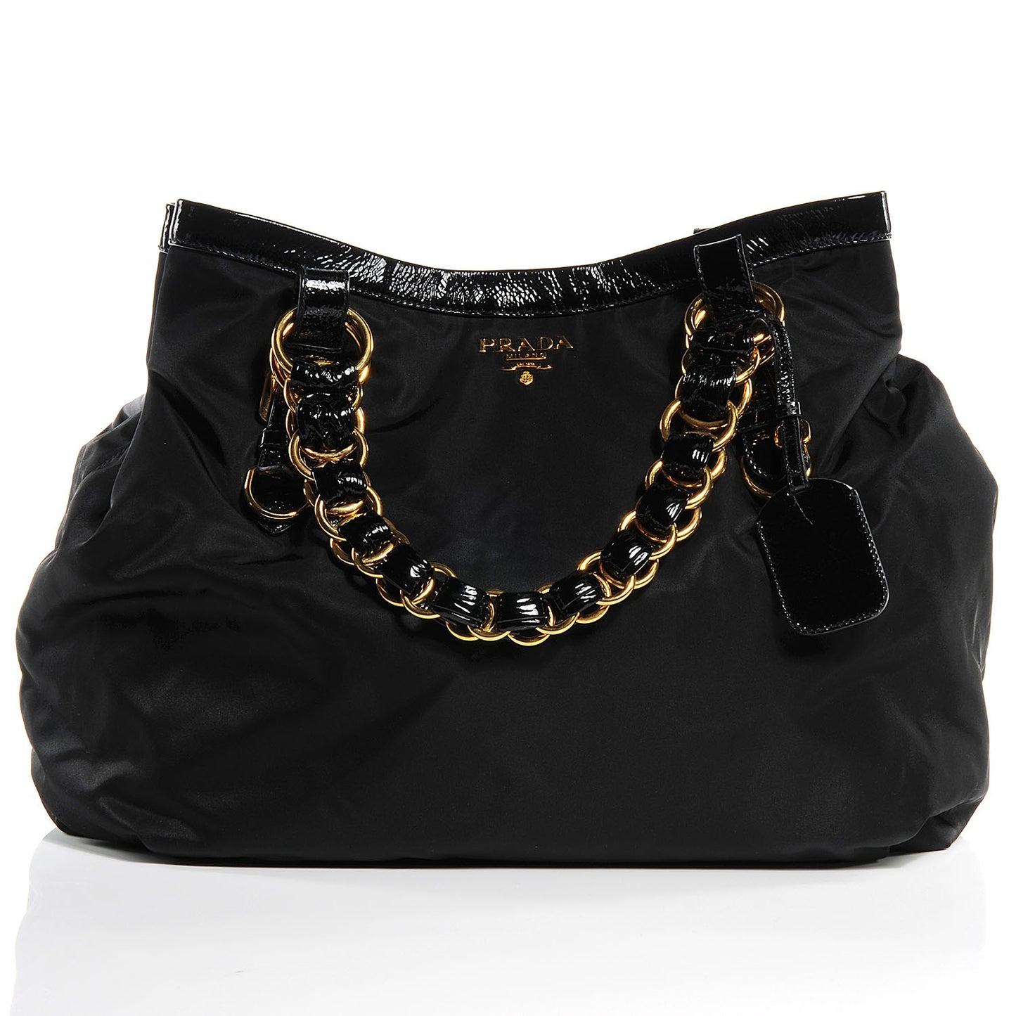 Tessuto Chain Shoulder Bag Black