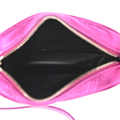 Balenciaga Metallic Goatskin Logo XS Everyday Camera Bag Rose Fuchsia Black 5 of 11