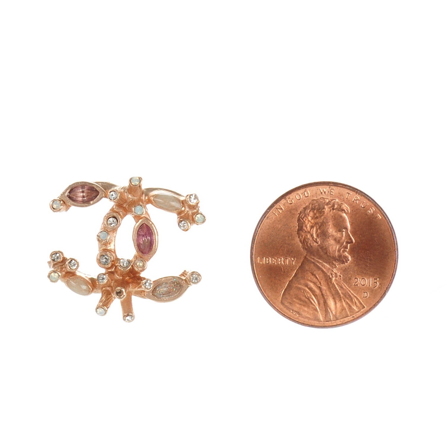 Chanel Crystal CC Earrings Pink 2 of 5