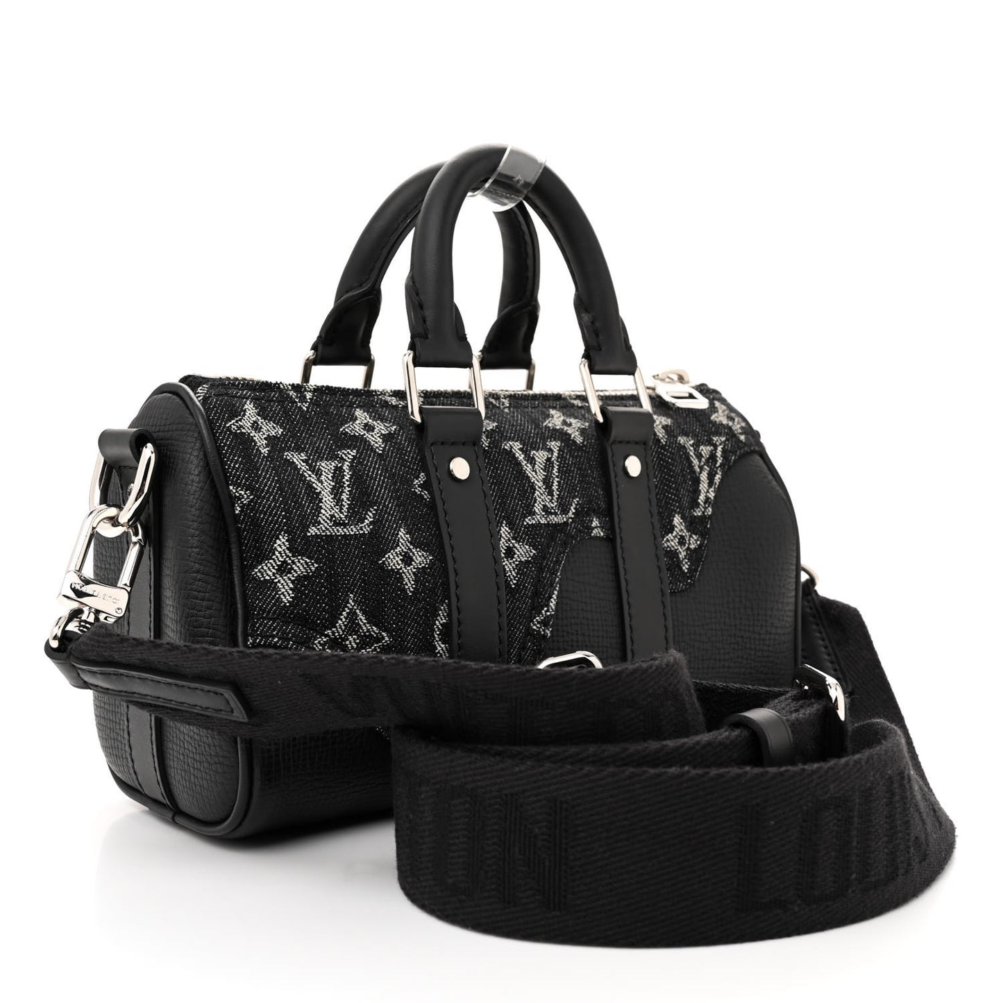 X NIGO Taurillon Monogram Denim Drip Keepall XS Black