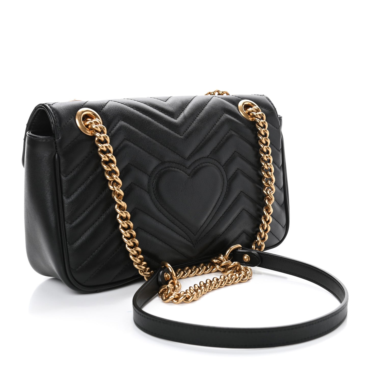 Calfskin Matelasse Small GG Marmont Shoulder Bag Black