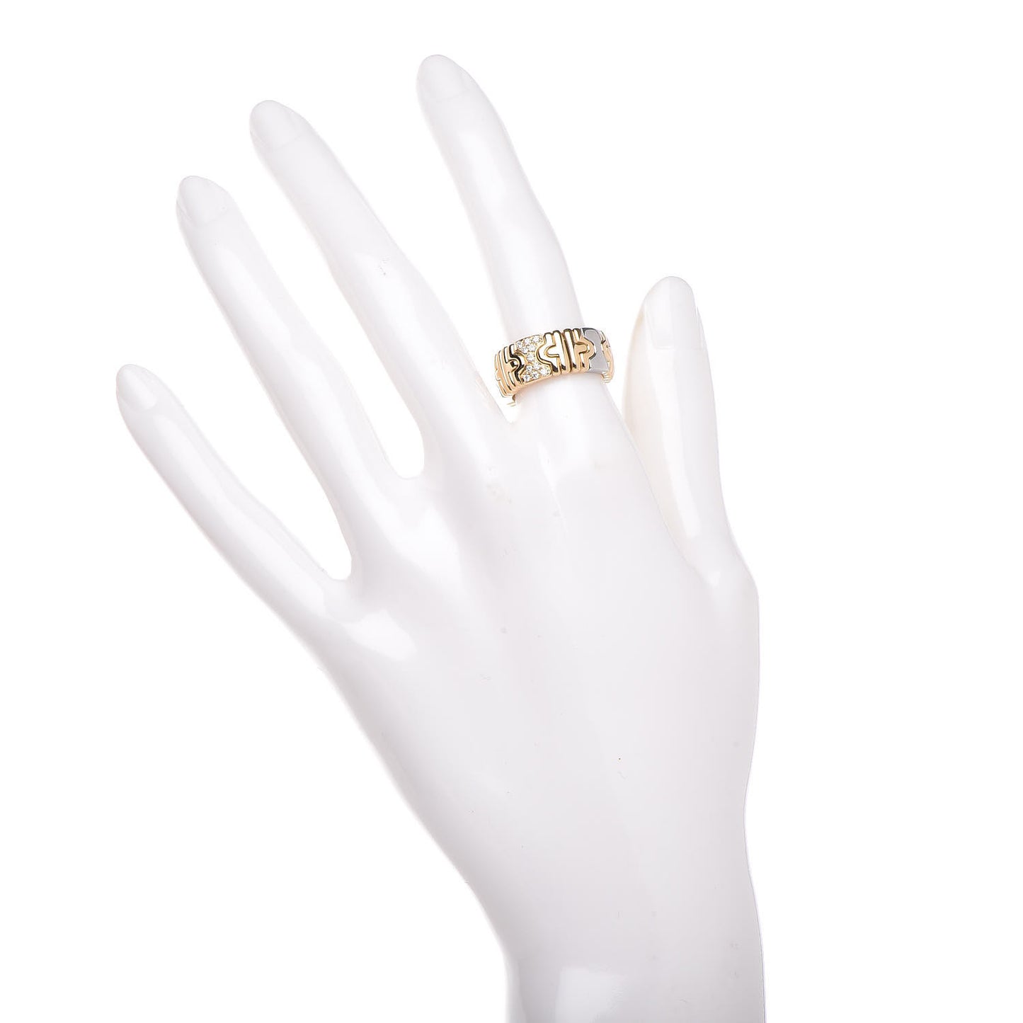 Stainless Steel 18K Yellow Gold Diamond Parentesi Ring 50 5.5