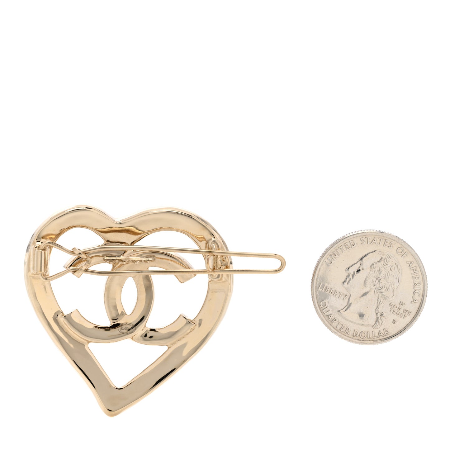 Metal CC Heart Coco In Love Hair Clip Gold
