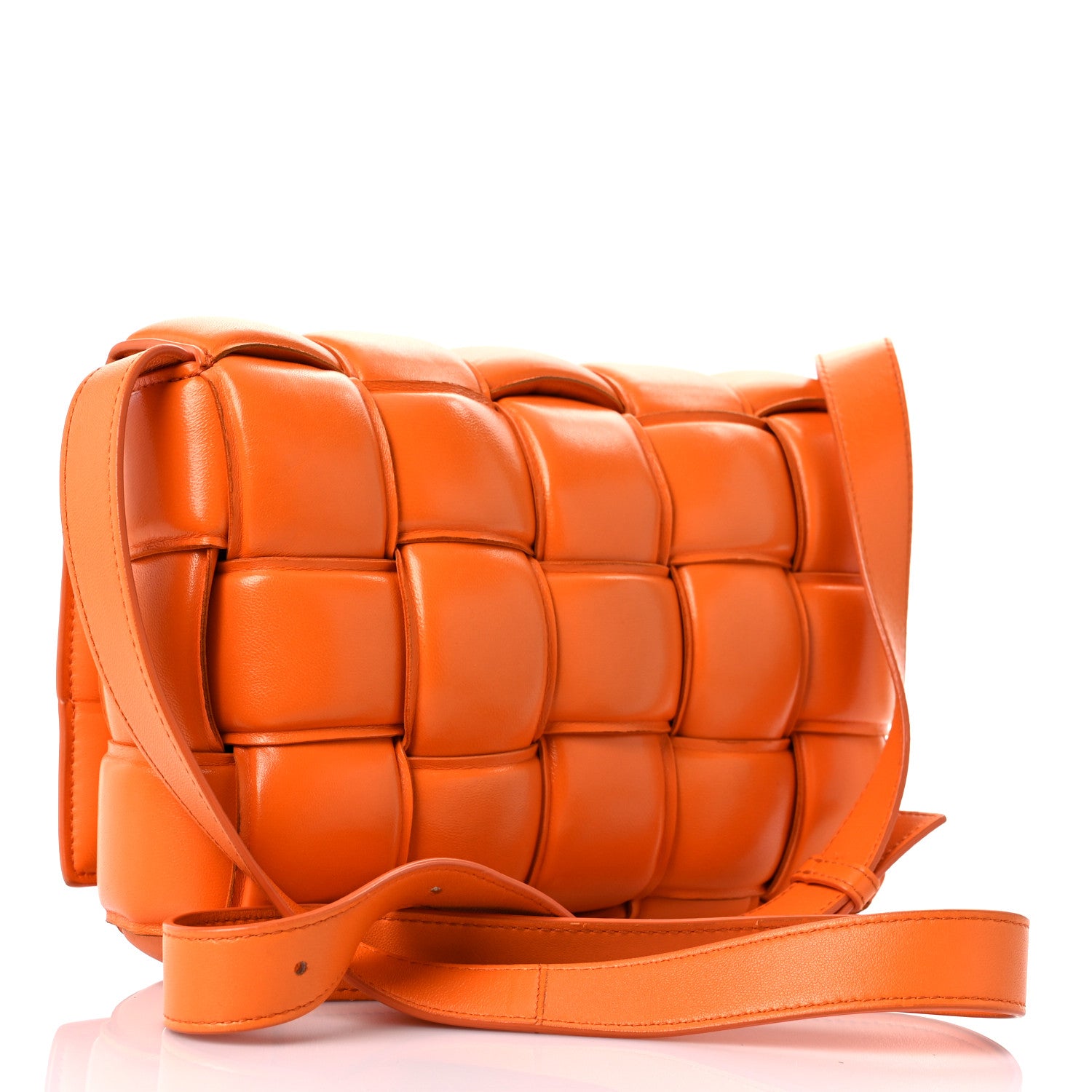Bottega Veneta Nappa Maxi Intreccio Padded Cassette Crossbody Bag Orange 3 of 14