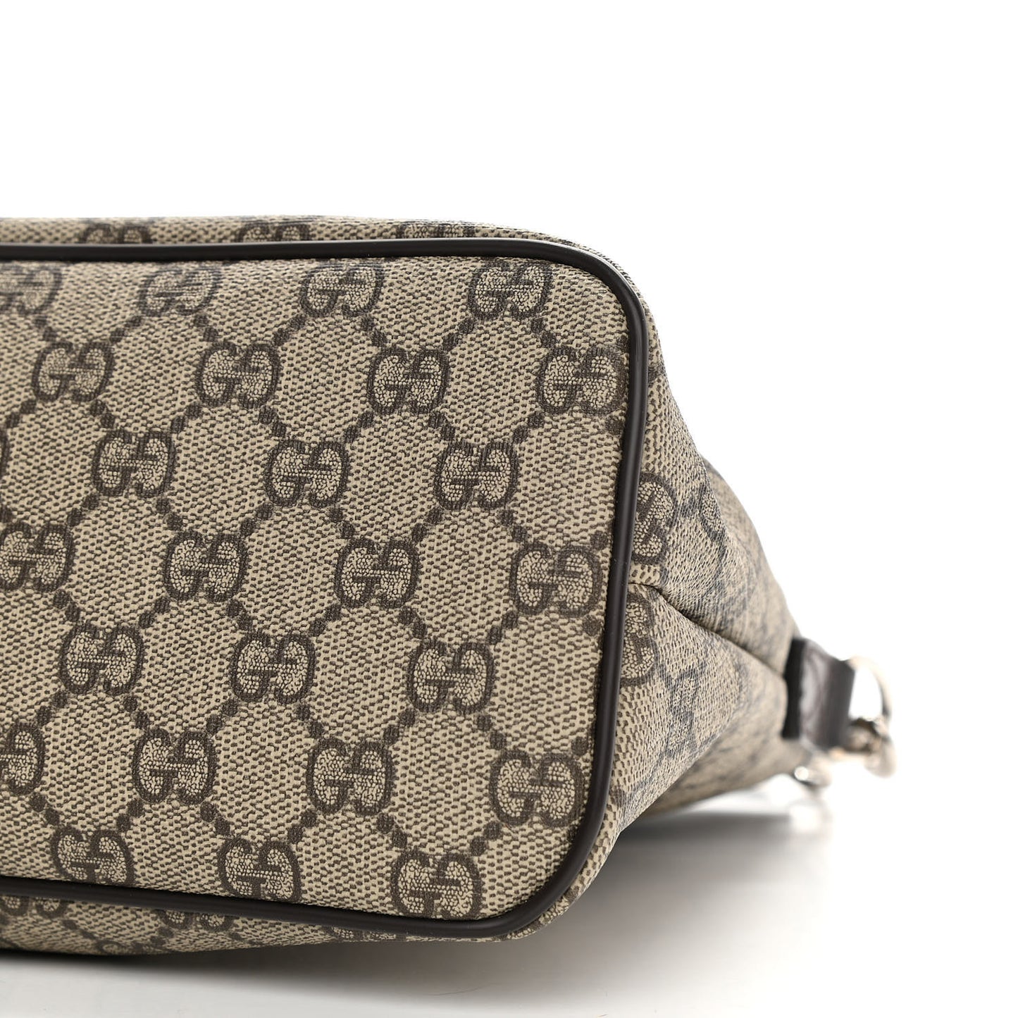 GG Supreme Monogram Small Zippered Tote Dark Brown