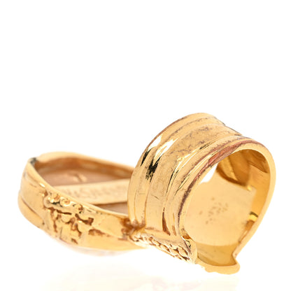 Saint Laurent Glass Cabochon Arty Ovale Ring 54 7 Gold Beige Clair 3 of 5