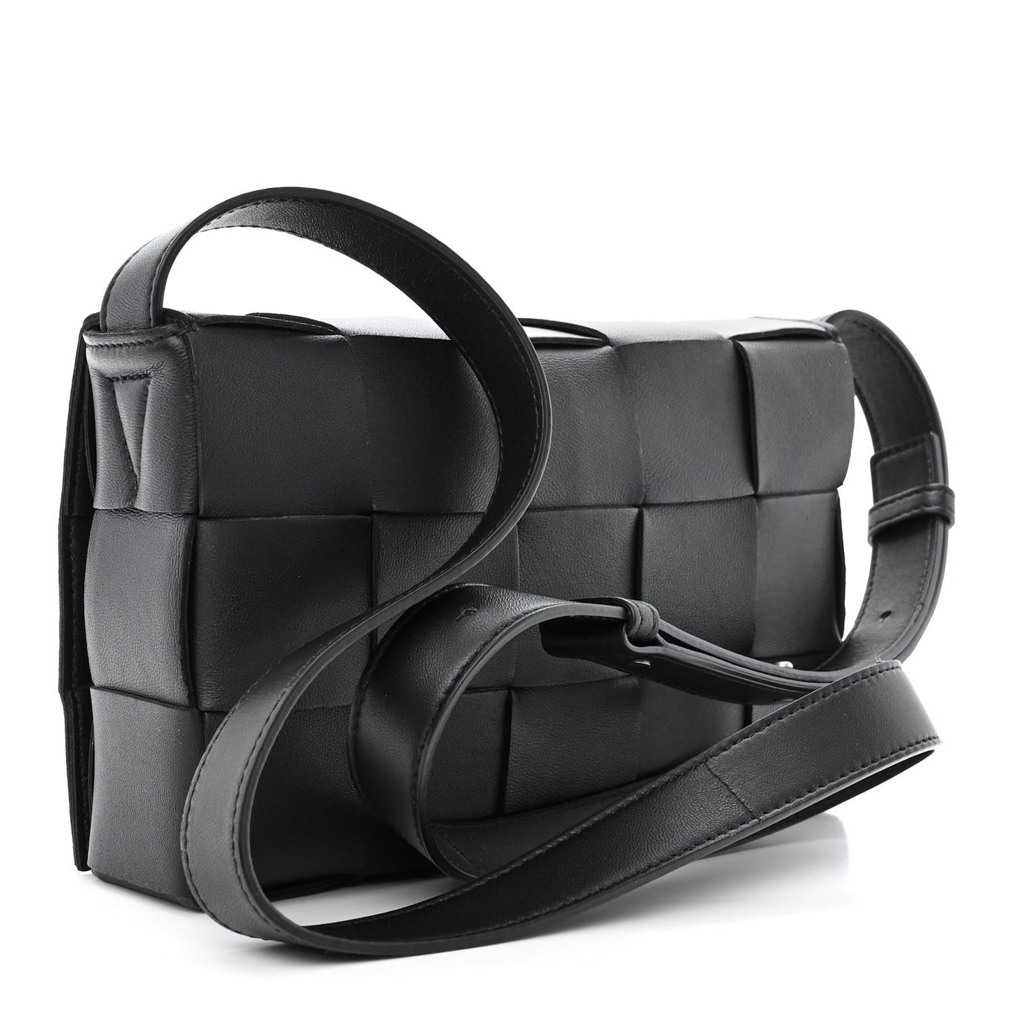 Lambskin Maxi Intreccio Small Cassette Crossbody Bag Black