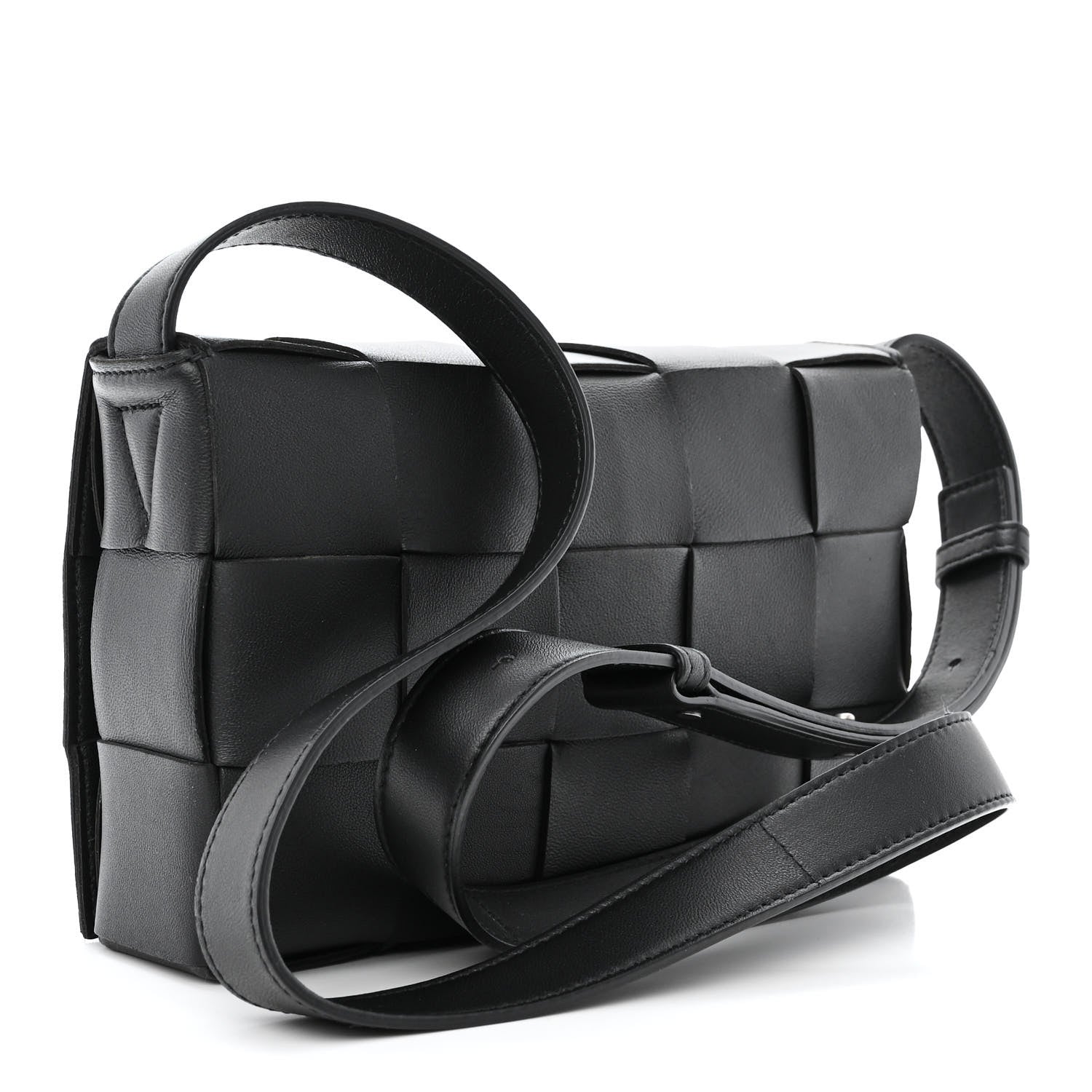 Bottega Veneta Lambskin Maxi Intreccio Small Cassette Crossbody Bag Black 2 of 10