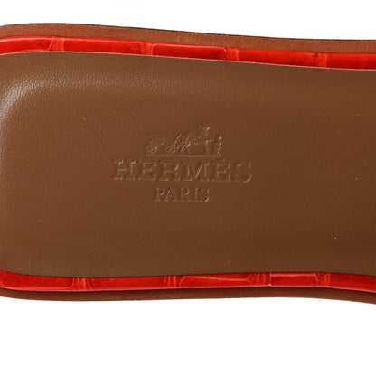Hermes Shiny Alligator Oran Sandals 38 Geranium 7 of 7