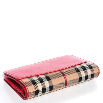 Burberry Haymarket Check Leather Continental Wallet Coral Red 4 of 9