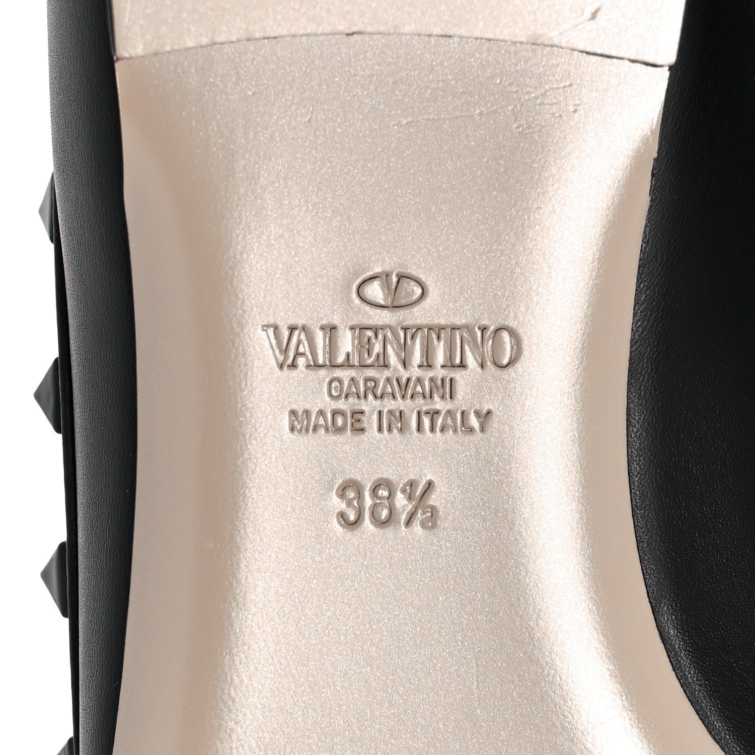 Valentino Garavani Calfskin Lacquered Monochrome Rockstud Ballerina Flats 38.5 Black 6 of 10