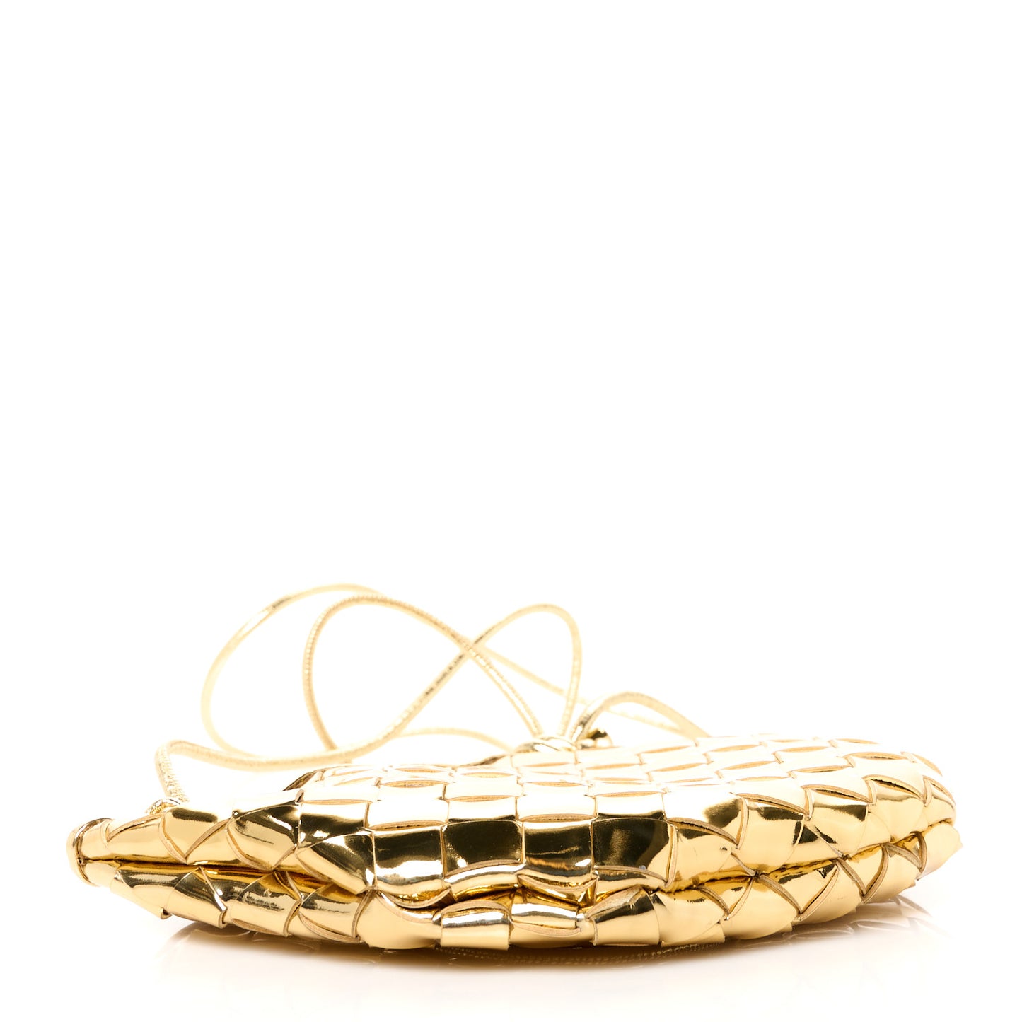 Mirror Laminated Nappa Intrecciato Mini Sardine Bag Gold