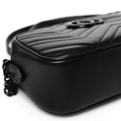 Gucci Calfskin Matelasse Monochrome Small GG Marmont Chain Shoulder Bag Black 9 of 10