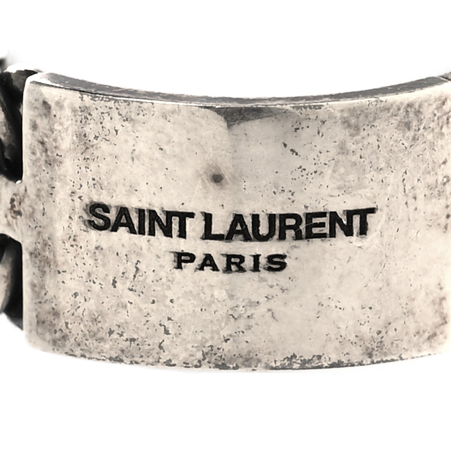 Saint Laurent Logo Engraved Chain Ring 61 9.5 Silver 1517604