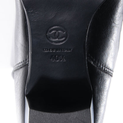 Chanel CC Leather Knee High Riding Boots 9.5 Black 6 of 8
