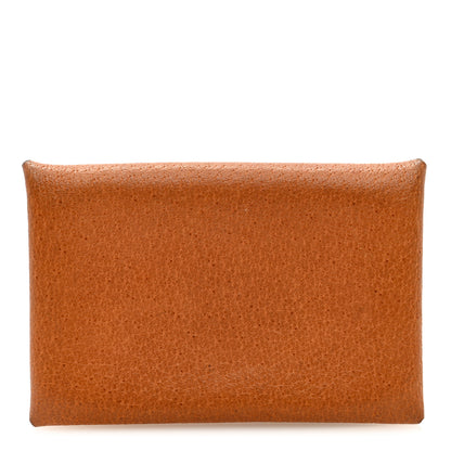 Hermes Peau Porc Calvi Card Case Toffee 1 of 6