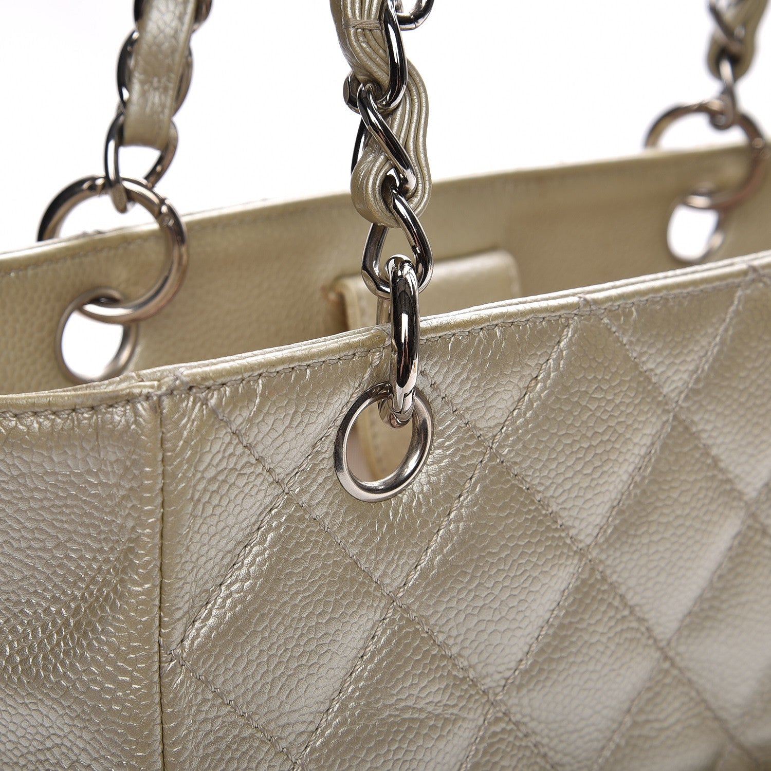 Chanel Caviar Quilted Petit Shopping Tote PST Pearl 10 of 12