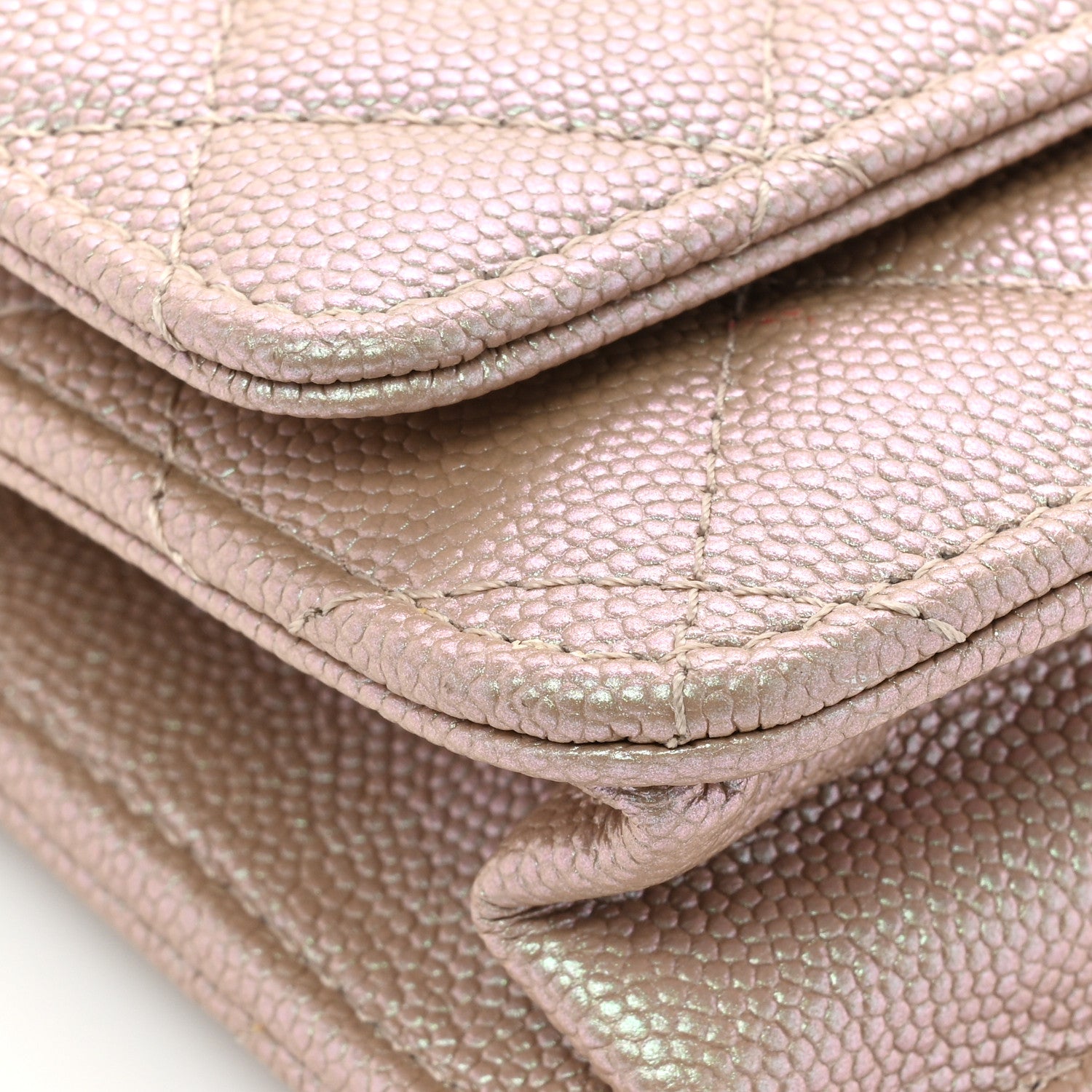 Chanel Iridescent Caviar Quilted Wallet on Chain WOC Beige 12 of 14