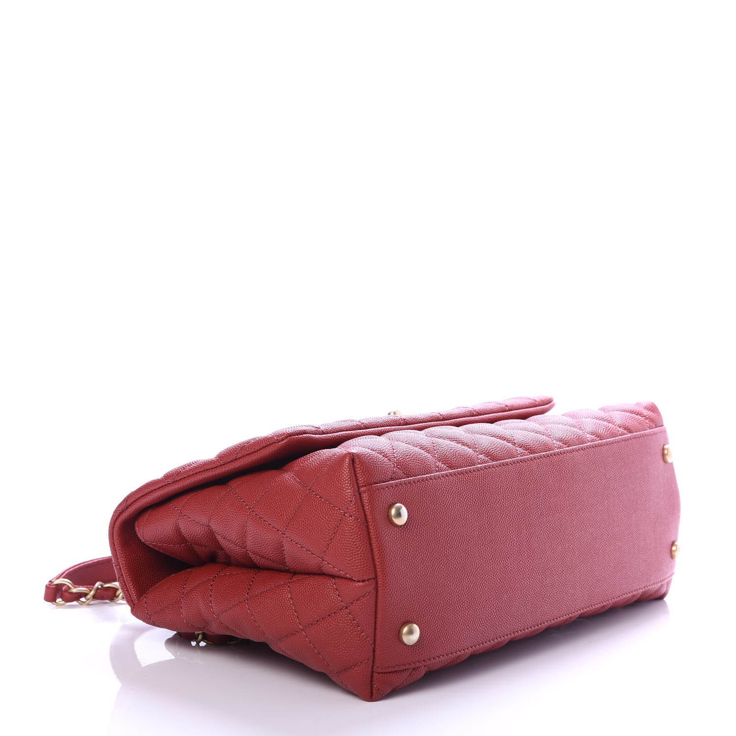 Chanel Caviar Lizard Embossed Quilted Small Coco Handle Flap Red 4 of 9